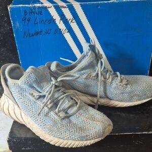 adidas Light Blue Knit Sneakers with Cream Sole